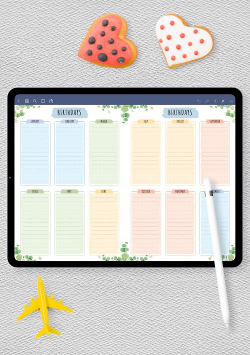 Birthday Calendar - Floral Style Template for iPad