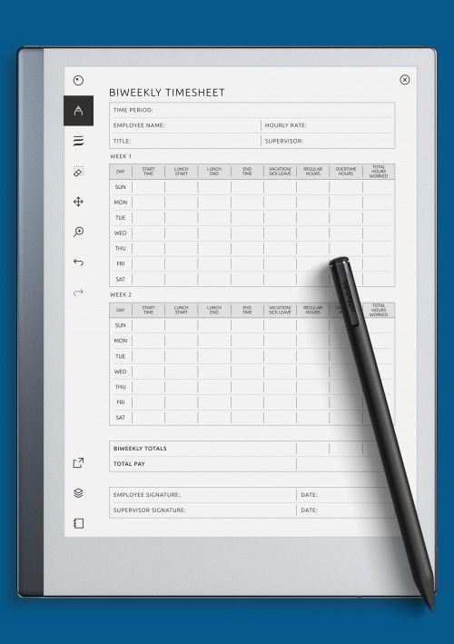 reMarkable Biweekly Timesheet Template
