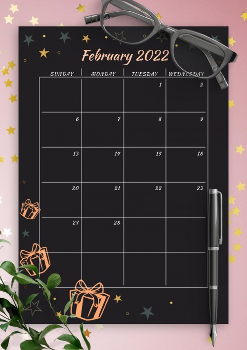 Black February 2022 Birthday Calendar
