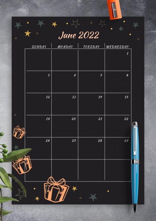 Black June 2022 Birthday Calendar