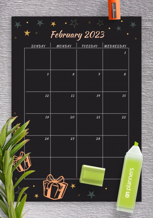 Black February 2023 Birthday Calendar