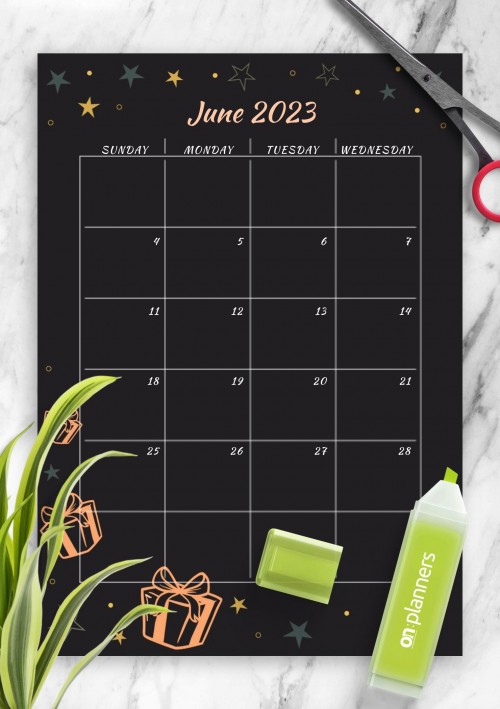 Black June 2023 Birthday Calendar