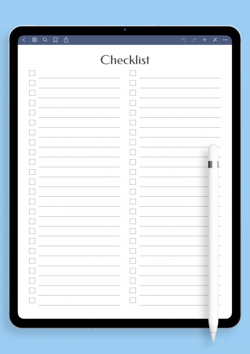 Notability Blank Checklist Template