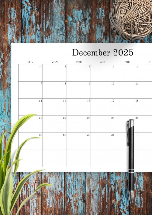 December 2025 Blank Calendar