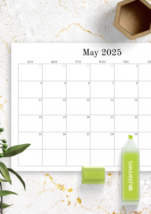 May 2025 Blank Calendar