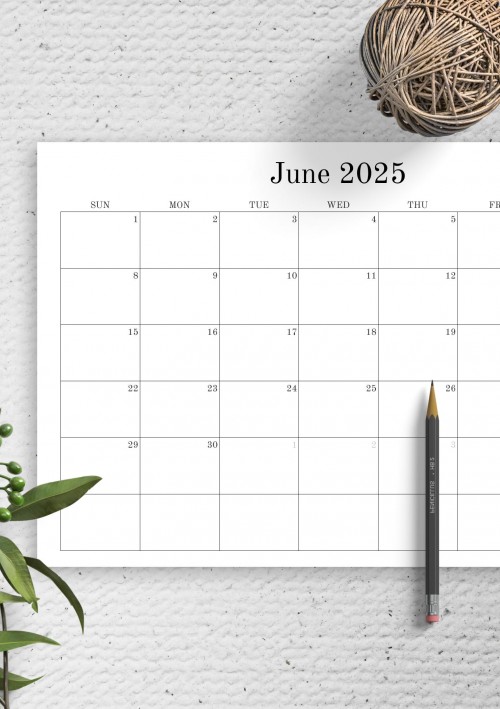 June 2025 Blank Calendar