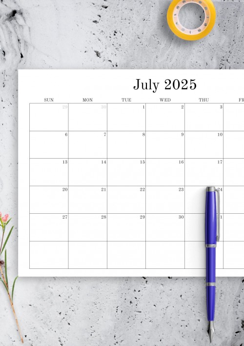 July 2025 Blank Calendar