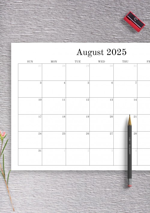 August 2025 Blank Calendar