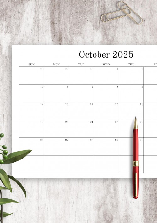 October 2025 Blank Calendar