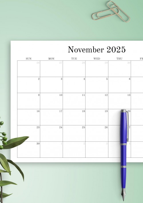 November 2025 Blank Calendar