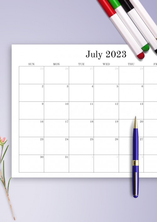 July 2021 Blank Calendar