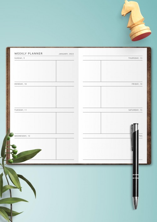 Traveler's Notebook Blank Weekly Calendar Template