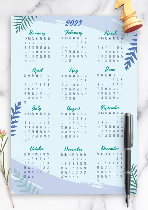 Blue Botanical 2023 Calendar
