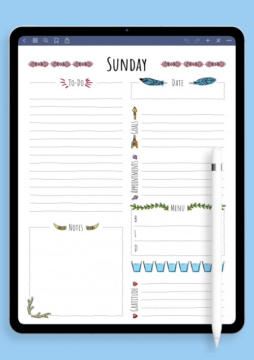 Boho Style Weekly Planner Template for GoodNotes