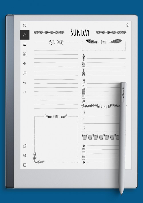 reMarkable Boho Style Weekly Planner Template
