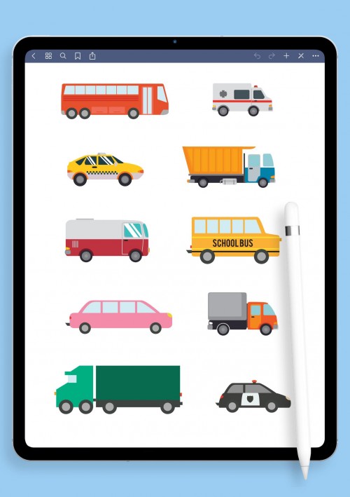 Cartoonish Cars Sticker Pack for iPad