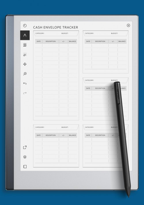 Cash Envelope Tracker for reMarkable