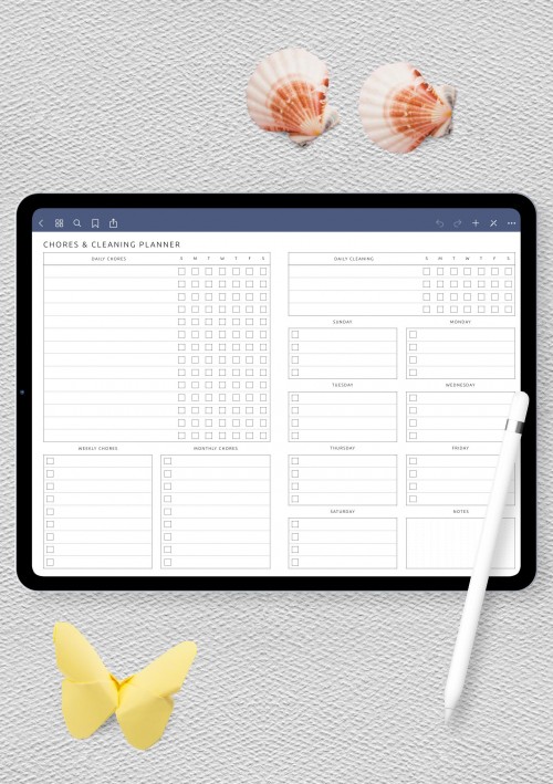 GoodNotes Template Chores & Cleaning Planner Two Page