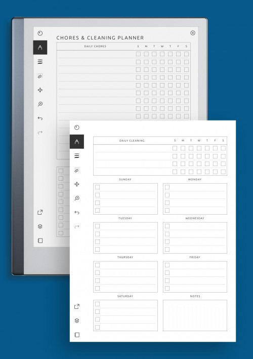 reMarkable Two Page Chores & Cleaning Planner Template