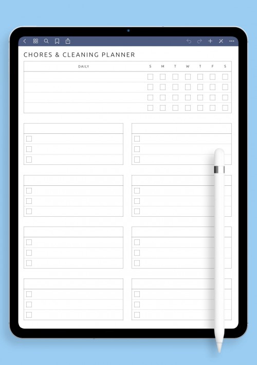 Chores & Cleaning Template for GoodNotes