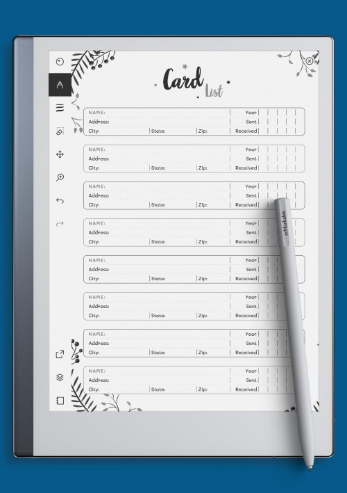 reMarkable Christmas Style - Card List Template