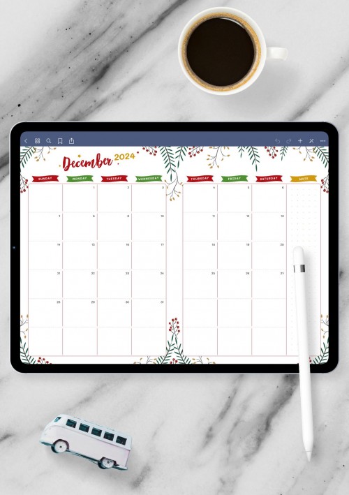 iPad & Android Christmas Style - December Calendar Template