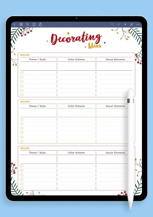 Christmas Style - Decorating Ideas Template for Notability