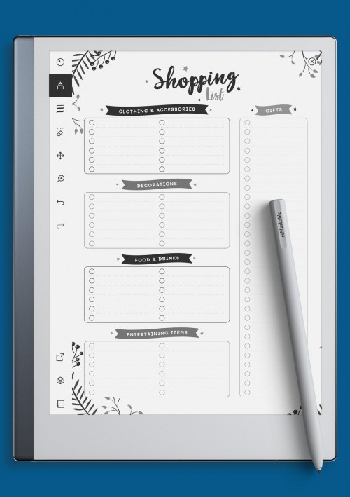 reMarkable Christmas Style - Shopping List Template
