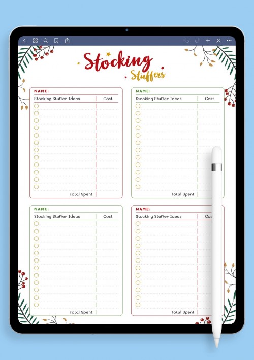 Christmas Style - Stocking Stuffers Template for iPad