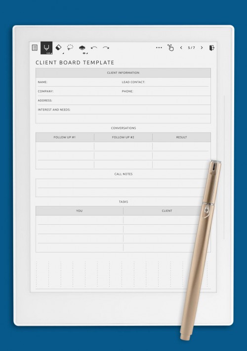 Client Board Template for Supernote
