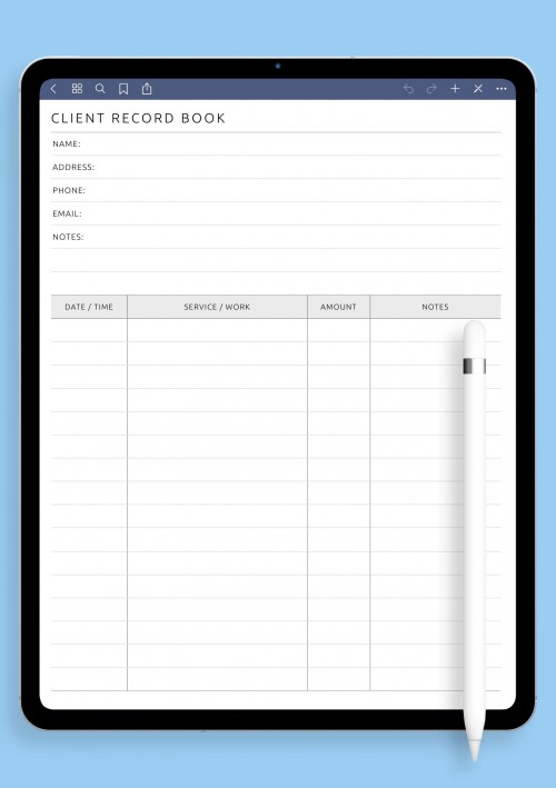GoodNotes Client Record Book Template 