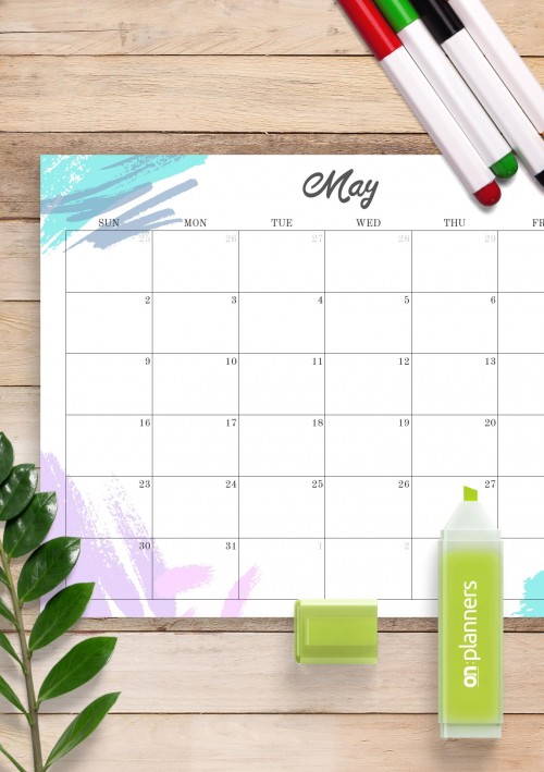 Colored May Calendar
