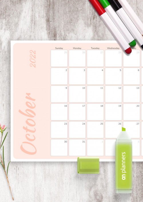 October 2022 Calendar Templates - Download PDF