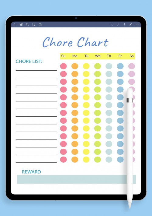 Notability Colored Weekly Chore Chart Template