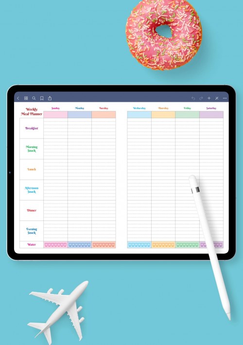 Notability Colourful Meal Planner Template