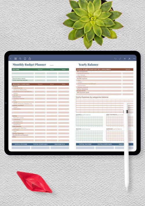 Complex budget planner template for iPad