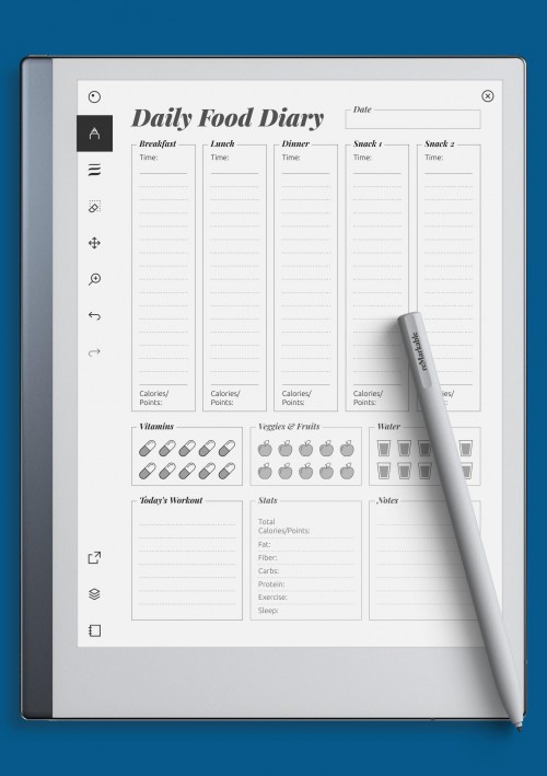 reMarkable Complex Daily Food Diary Template