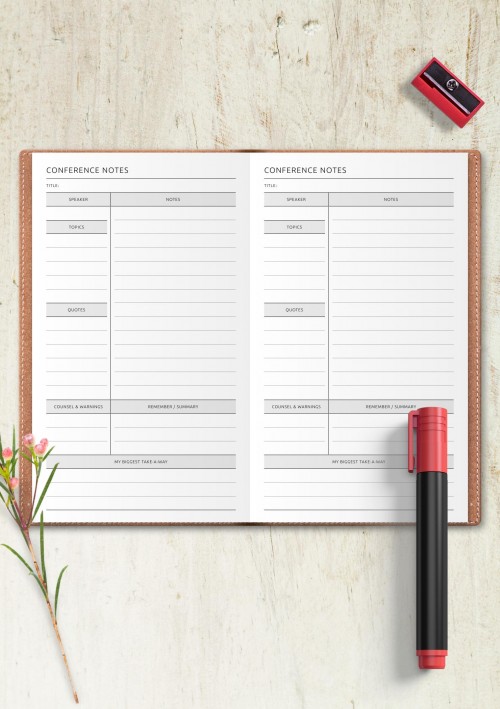 Traveler's Notebook Conference Notes Template