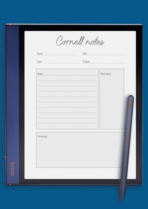 Cornell Method Note-Taking Template for BOOX Note
