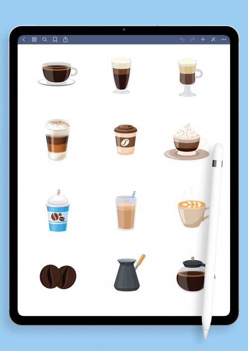 Cup of Coffee Sticker Pack for iPad