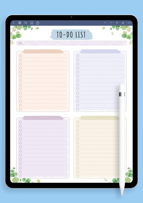 Daily To Do List Template - Floral Style for GoodNotes