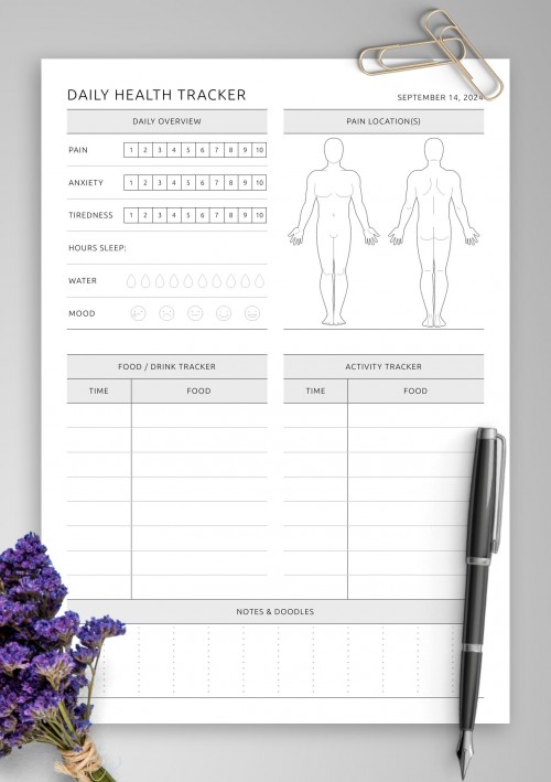 September 2024 Daily Health Tracker - Male 