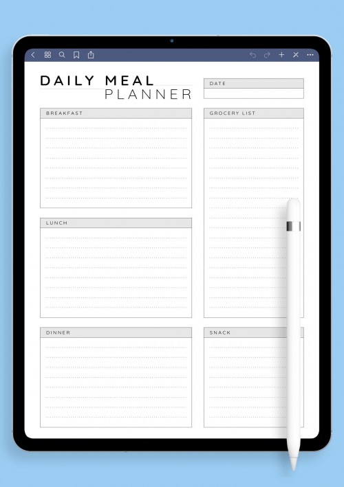 GoodNotes Daily Meal Planner Template