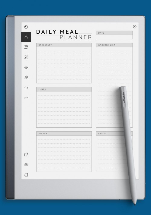 reMarkable Daily Meal Planner Template
