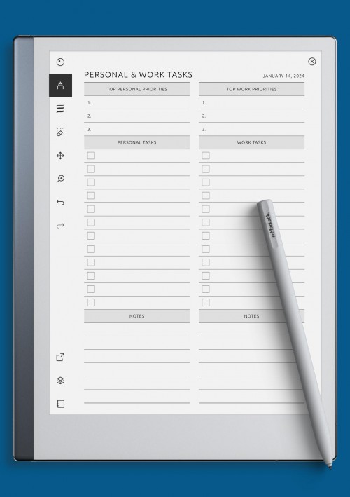 Daily Personal & Work Tasks for reMarkable