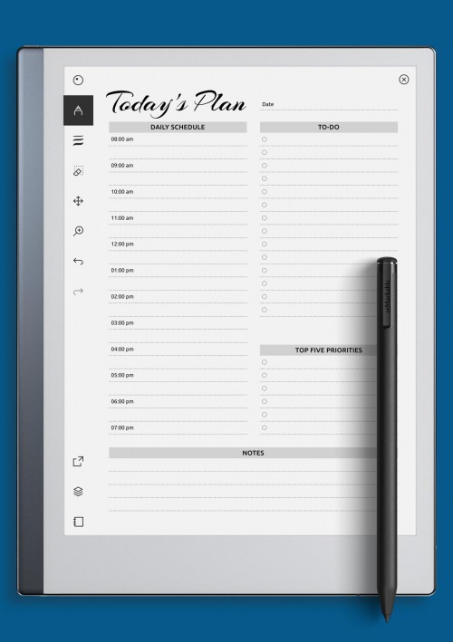 reMarkable Daily Schedule & to-do list - AM/PM time format