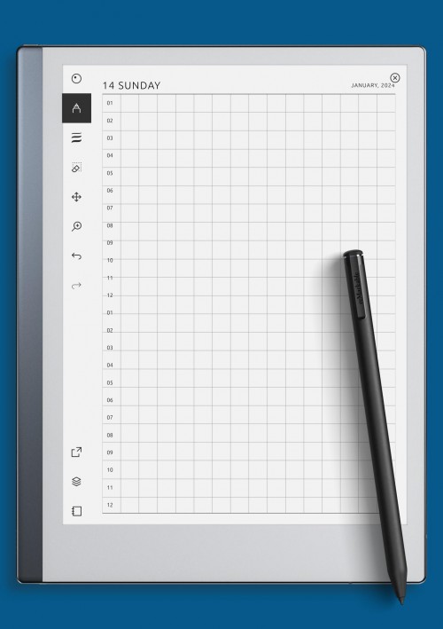 reMarkable Daily Square 24h Template