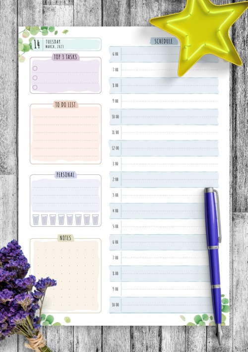 March 2023 Dated Daily Planner - Floral Style
