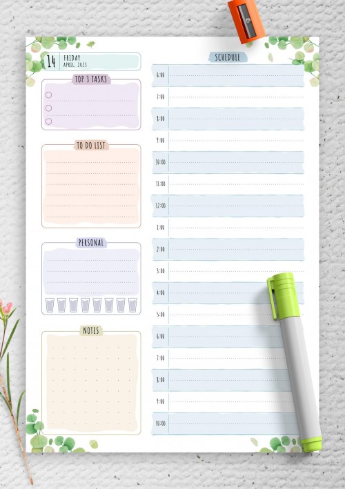 April 2023 Dated Daily Planner - Floral Style