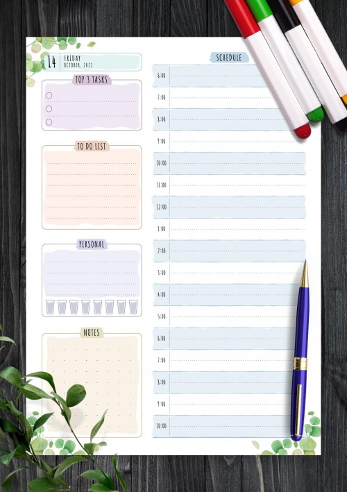 October 2022 Dated Daily Planner - Floral Style